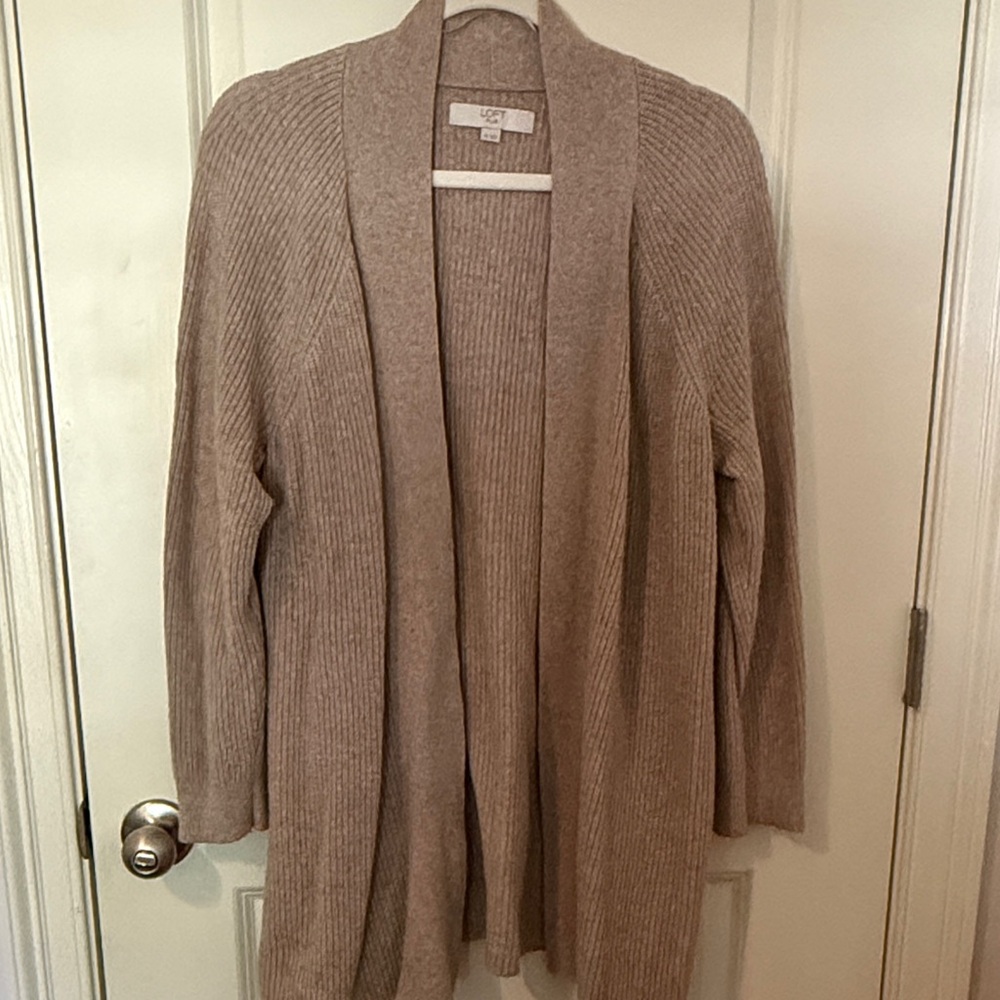 LOFT Ribbed Tan Cardigan
